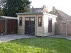 4.5m x 2.0m pent garden workshop with light oak single door and triple windows, from &pound;call (inc. VAT)