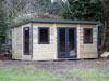 5.5m x 3.0m pent workshop with graphite french doors & picture window, from &pound;call (inc. VAT)