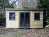 5.5m x 3.0m pent workshop with graphite french doors & picture window, from &pound;call (inc. VAT)