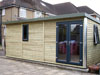 6.0m x 2.5m pent garden workshop with graphite French doors and 2x vertical lozenge windows, from &pound;call (inc. VAT)
