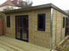 4.0m x 4.0m pent garden workshop with graphite double doors, single entry side door & decking to front, from &pound;POA