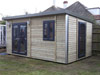 4.5m x 3.0m pent garden workshop with graphite double door set, single door and double window, from &pound;call (inc. VAT)