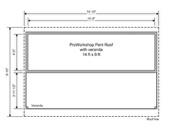 ProWorkshop Pent Veranda Garden Workshop Shell Dimensions